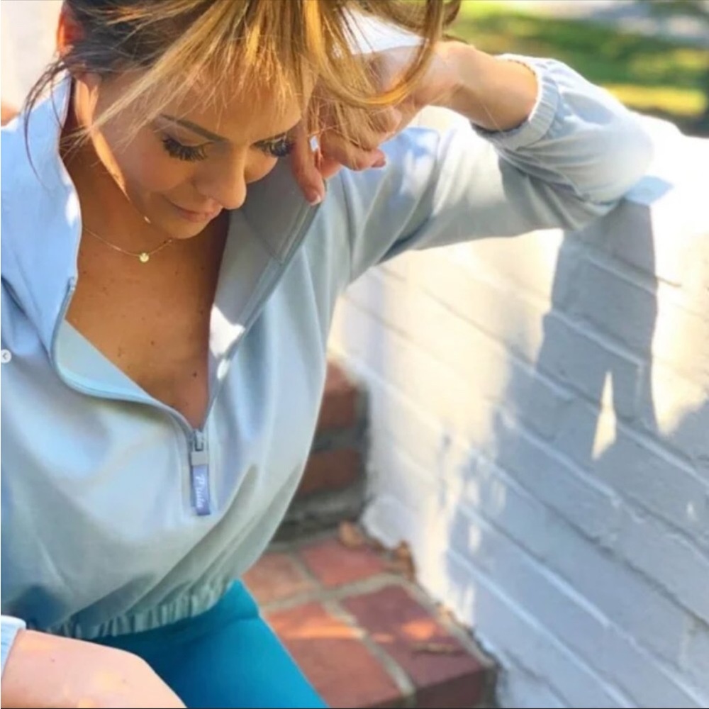 P'Tula Mara Scrunch Cropped 1/4 Zip Pullover Sweatshirt